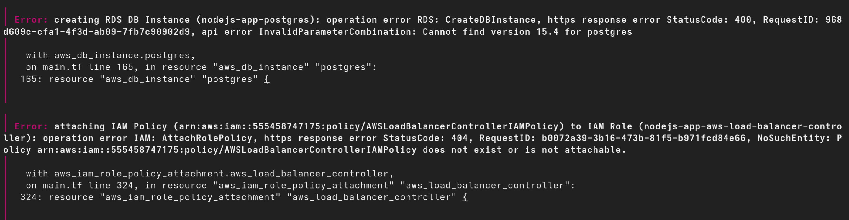 Prompt által kapott hibák